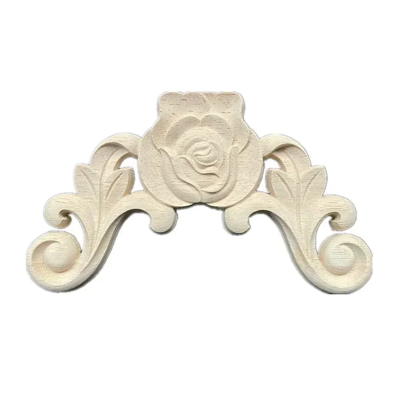 6-12cm Home Furnishing Decoration Door Cabinet Bed Decorative Decals Wood Floral Applique Miniature Wood Furniture Decoration