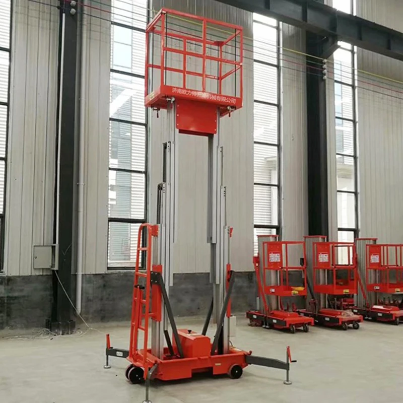 6m 8m 10m 12m Double Mast Aluminum Alloy Lift 300kg 220V Single Phase Electric Mobile Elevating Platform