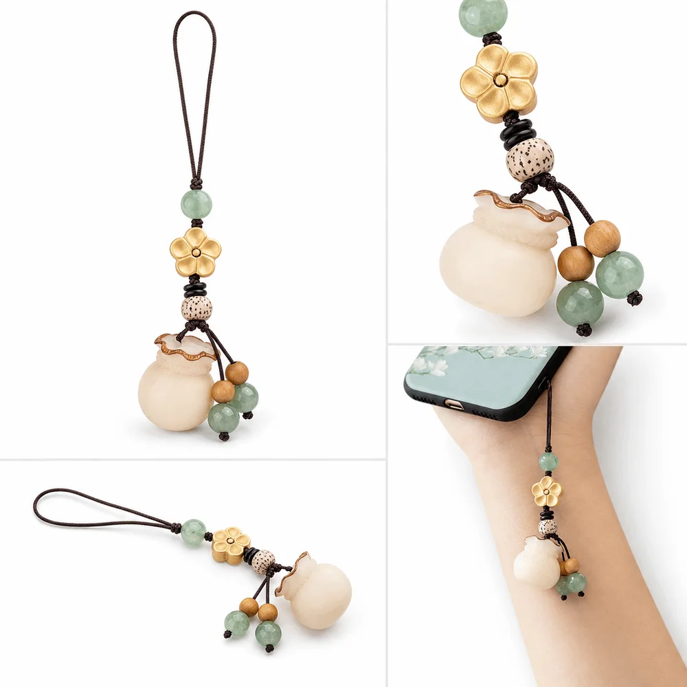 Gifts Chinese Style Bodhi Flower Phone Charm Lucky Charm Resin Mobile Phone Chain Bag Pendant Bag Accessories