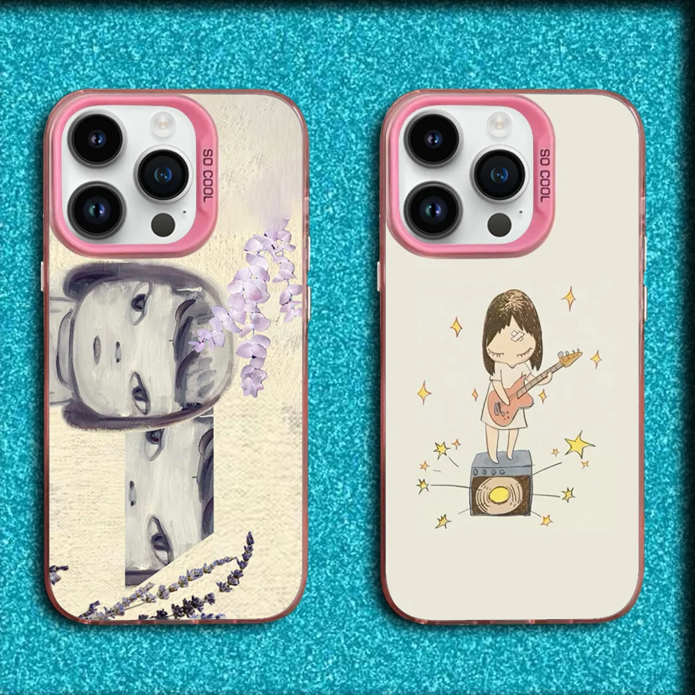 

Cute Y-Yoshitomo Nara Phone Case For iPhone 16,15,14,13,12,11,Mini,Pro,MAX Pink Matte Silicone Cover