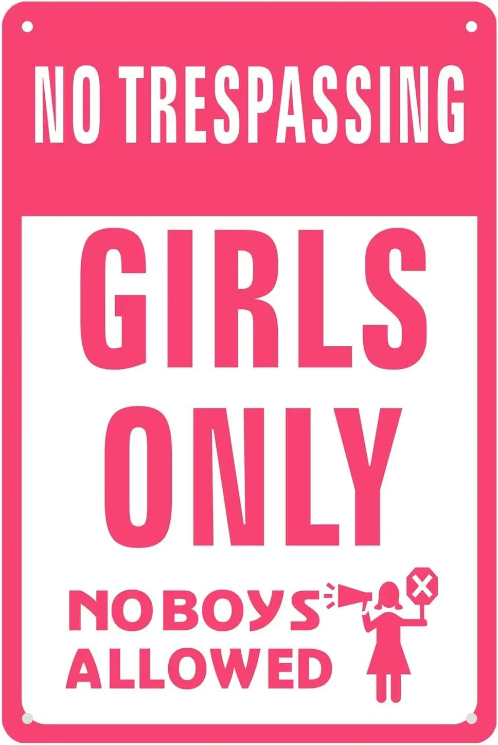Y1,HEIOKEY Cute Girls Only Sign - Pink No Trespassing Boys Allowed Metal Sign, Funny Bedroom Wall Decor