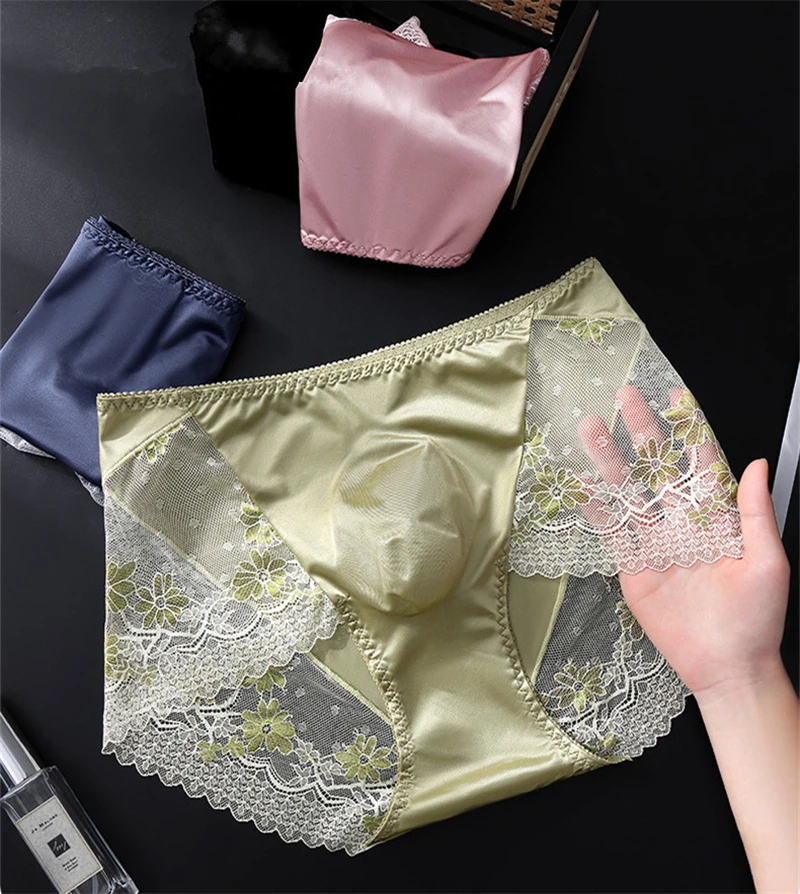 New Men's underwear Light luxury cuecas masculino adults 18 plus size satin lace 3D bag calzoncillos hombre sexys shopping tøy