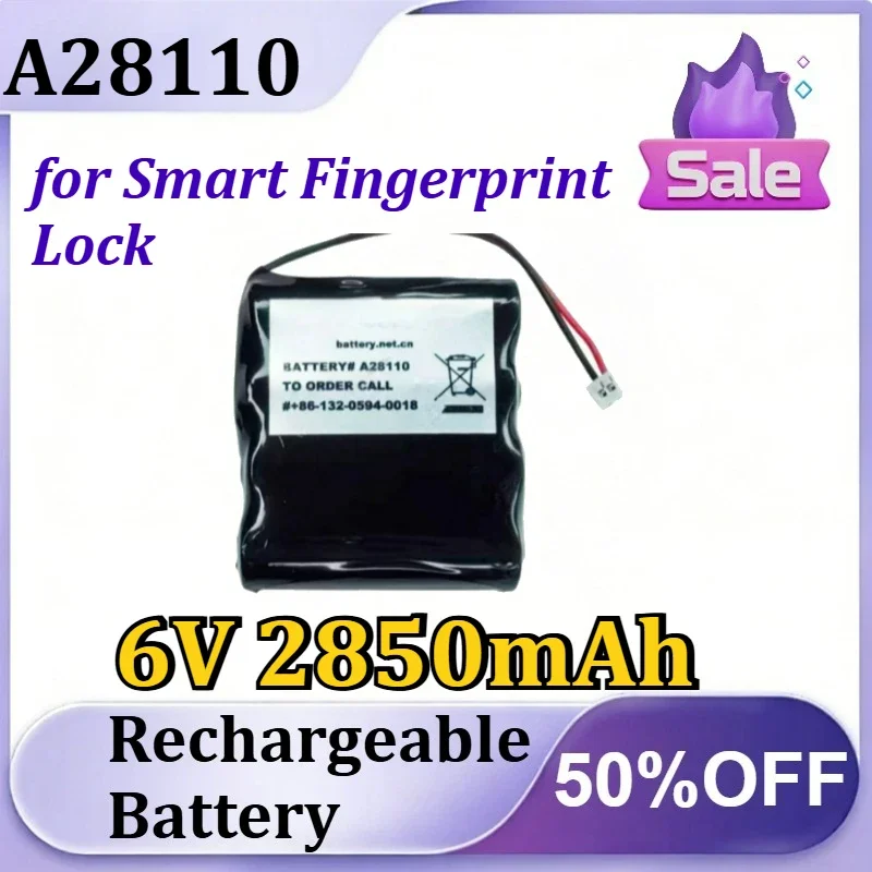 [New] A28110 6V 2850mAh for Smart Fingerprint Lock Rechargeable Replaceable Lithium-ion
