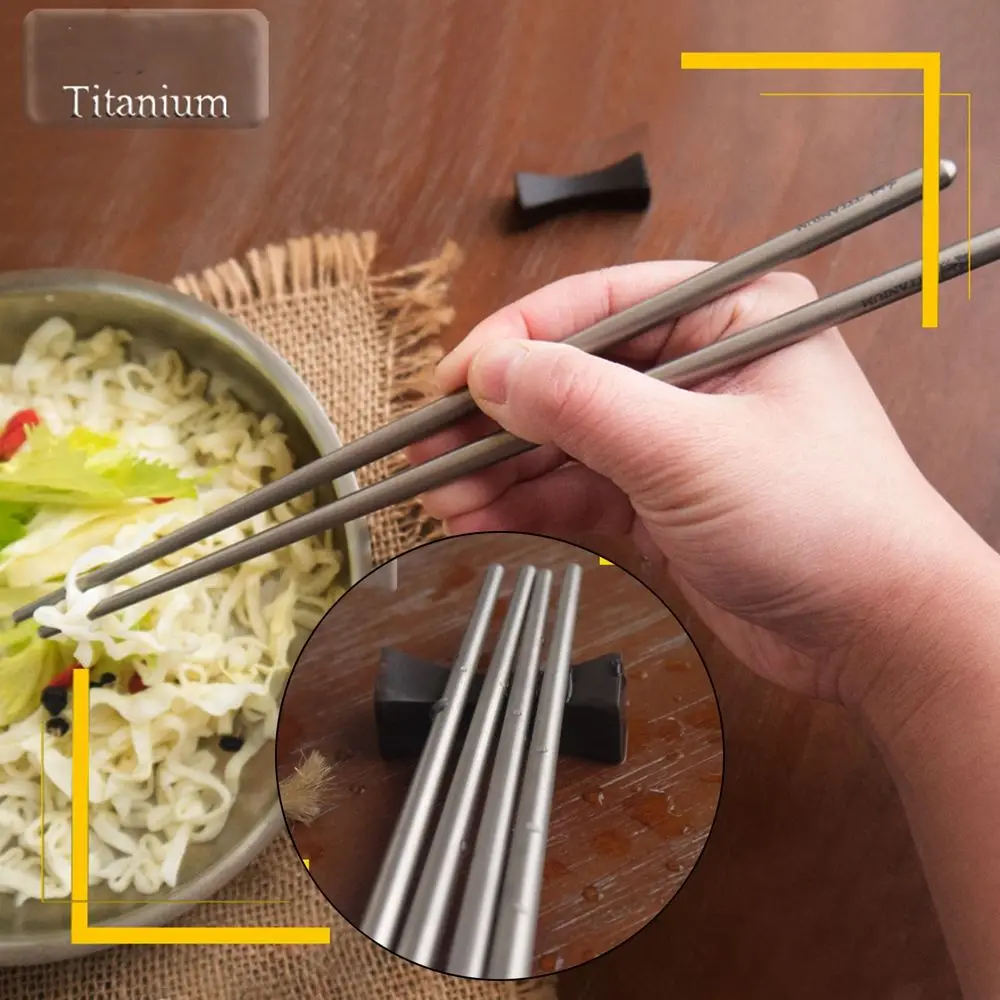 EDC Camping Tool Square Chopsticks Outdoor Picnic Accessories Cutlery Fork Long Handle Spoon Pure Titanium Cookware