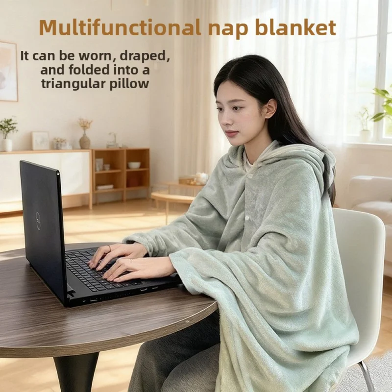 Shawl With Hood, Blanket, Air-Conditioned Blanket, Keeps You Warm And Cozy, Perfect For NappingFleeceBlanket