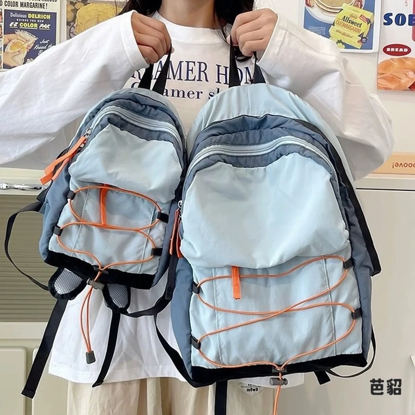 Outdoor Unisex Lightweight Backpack for Hiking Travel Picnic Sports Dual Shoulder Bag Male Female Version Retro Style Bag