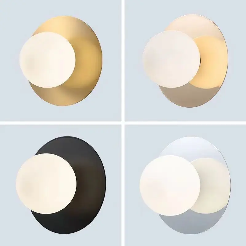 Modern Round Glass Wall Lamp Bedroom Bed Balcony Porch Living Room Wall Hanging Northern Europe Wall Light
