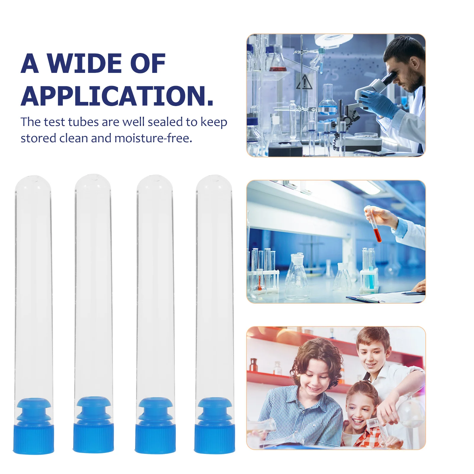 50pcs Plastic Test Tubes Clear Storage Containers For Sample Liquid Gel Portable Travel Use Chemistry Experiment Lab