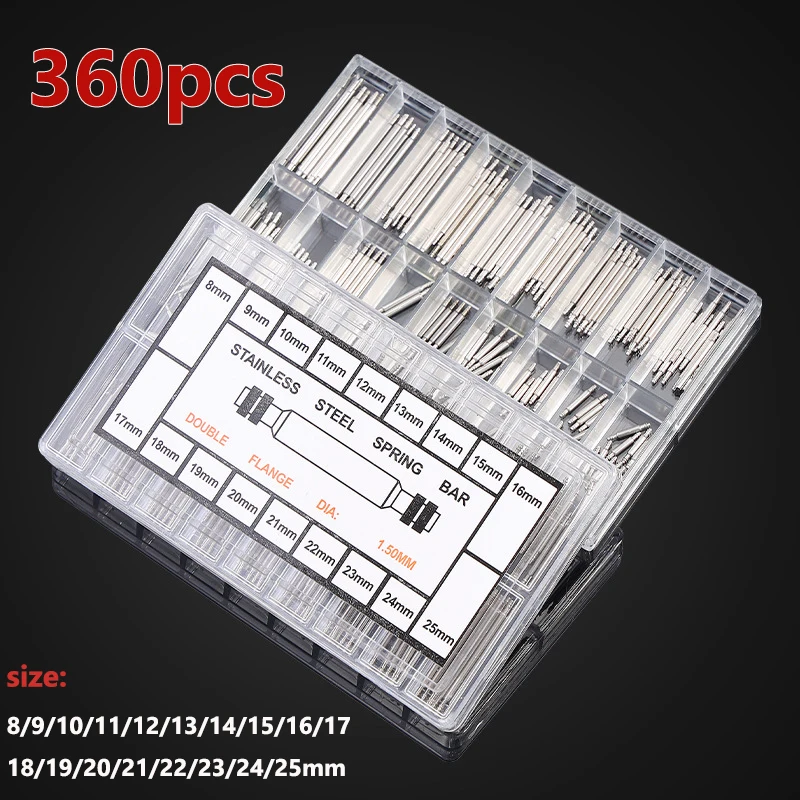 360PCS Frühling Bar 1,5mm Dim Uhr Band Reparatur Werkzeug Edelstahl Link Pins für Uhrmacher Uhr Strap Reparatur werkzeug Teil