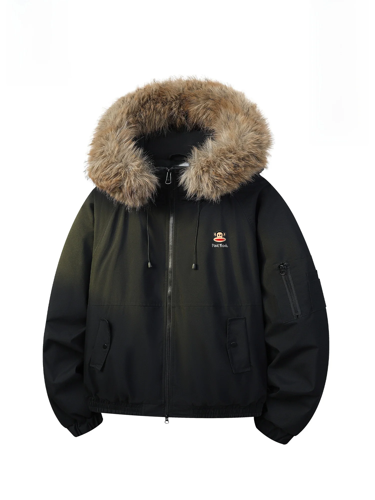 

PaulFrank Thiened Winter Jaet Men's Casual Hooded Coat Warm Polyester Fiber Long Sve Zipper Closure Animal Pattern