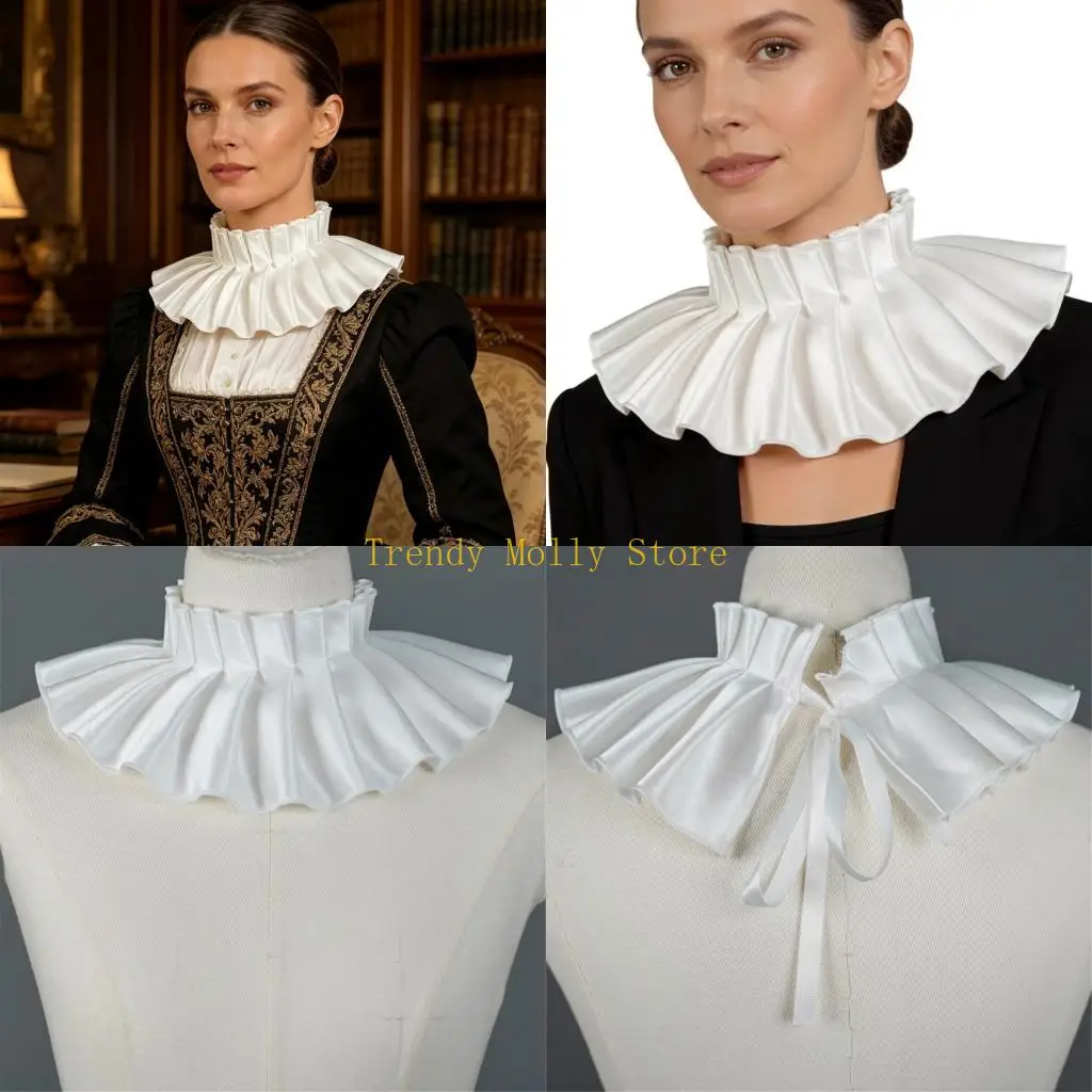 

N5KB Ruffle Collar Decorative Neckpiece Detachable Collar For Women Cosplay Event