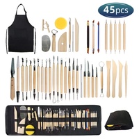 45 piece pottery tool set, clay, stone, plastic carving knife, clay DIY silicone drill pen, indentation ballpoint pen