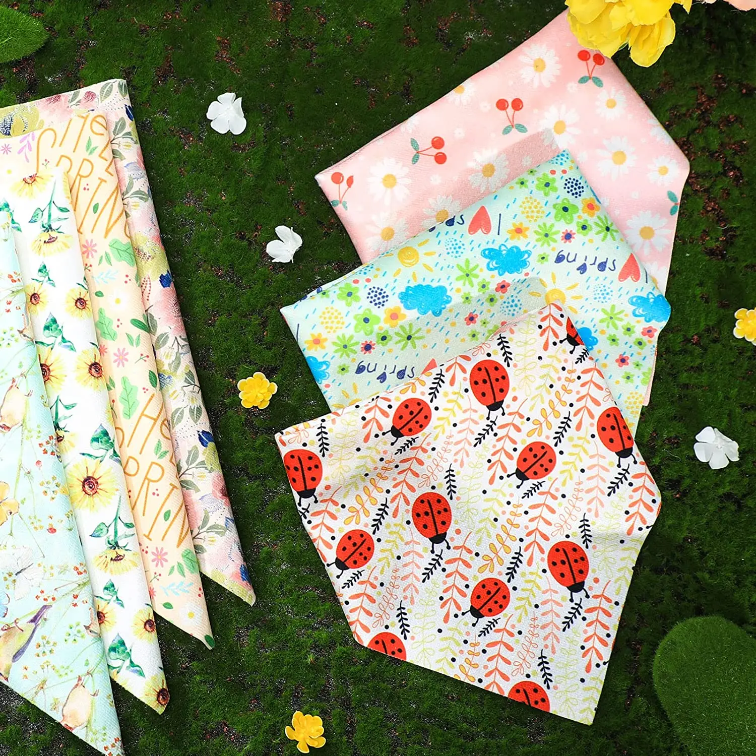 20 Pack Floral Hund Bandana Frühling Blume Pet Dreieck Bib Schal Daisy Rose Pet Bandana Einstellbare Hund Halstuch für Hunde und Katzen – Detail 6