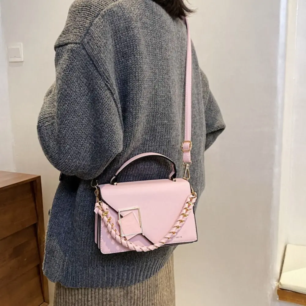 New Fashion Square Shoulder Bags for Women Solid Color PU Leather Texture Crossbody Bags Winter Luxury  Chains Handbags Purses