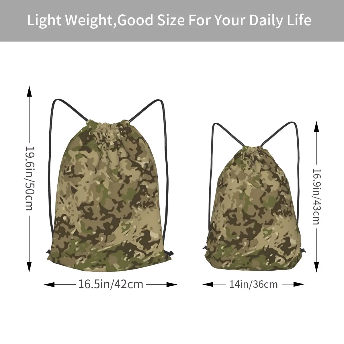 Multicam Military Trout Camo Backpacks Portable Drawstring Bags Sundries Bag Book Bags for Man Woman School