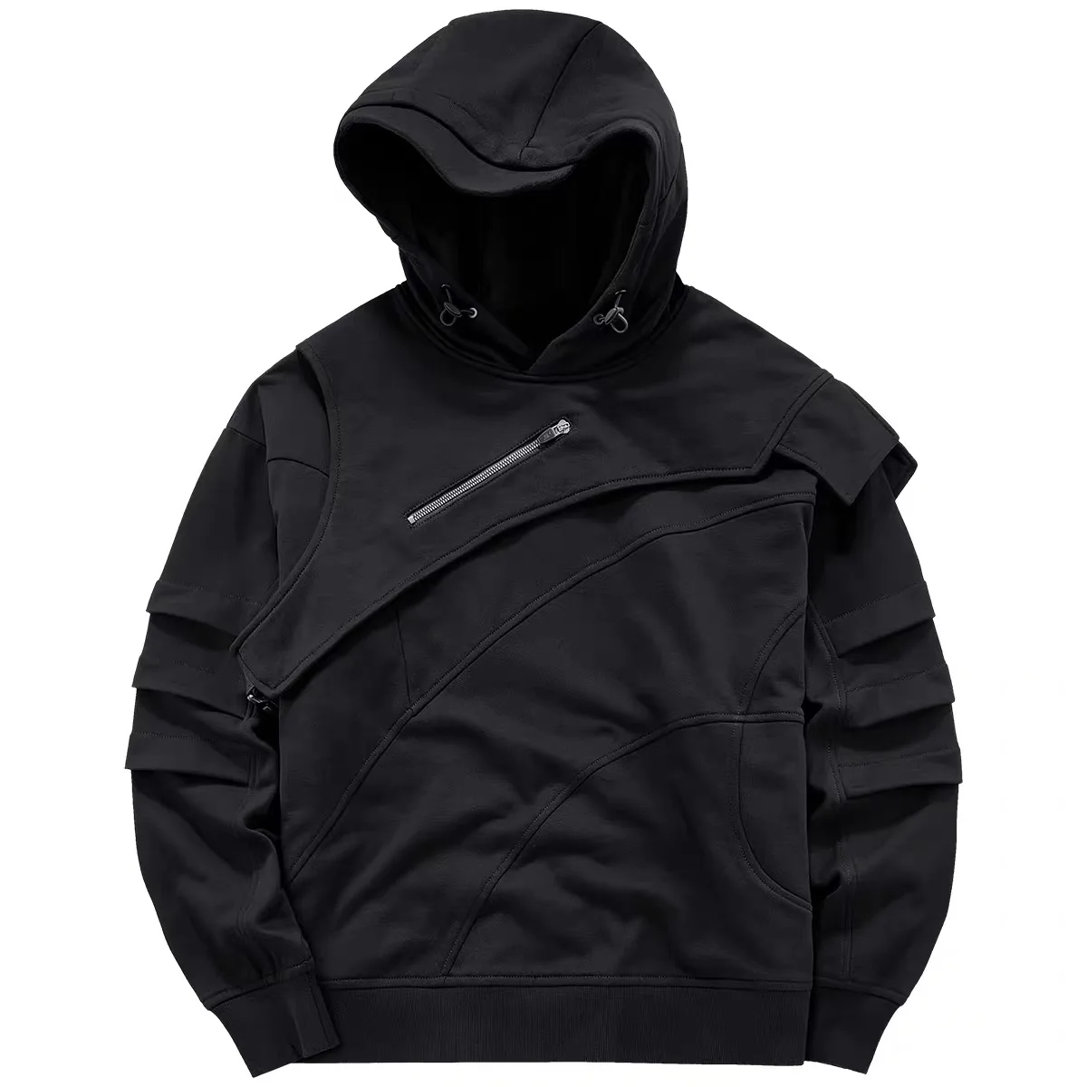 

ARENS Men Functional Hoodies Streetwear Autumn Tactical Patchwork Turtleneck Sweatshirt Pullover Men Fashion Hoodie Techwear