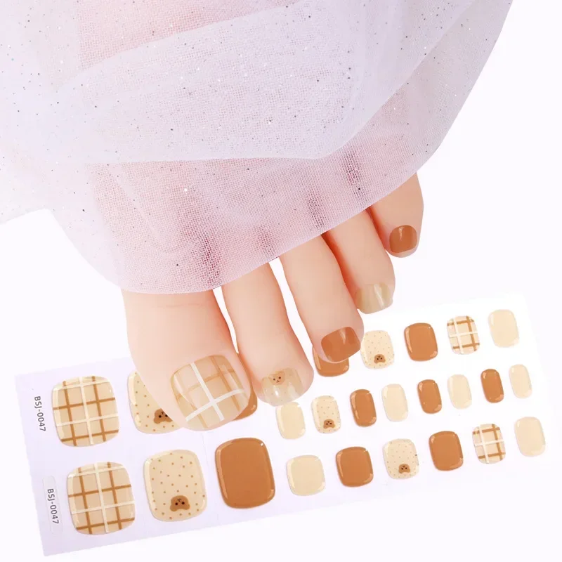 Pegatinas de Gel UV para uñas de los pies, tiras de esmalte impermeables, cubierta completa, lámpara UV, 2023