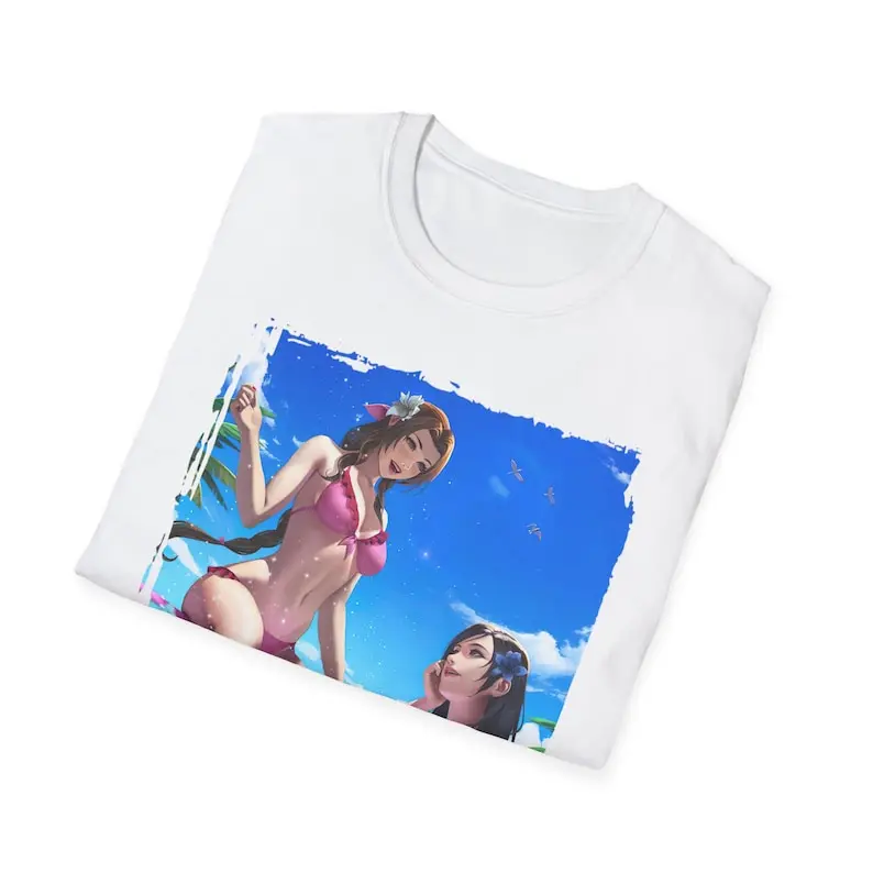 Unisex Gaming shirt Tifa and Aerith summer shirt / Anime shirts / Softstyle Tshirt / FF7 Rebirth Remake / Final Fantasy VII