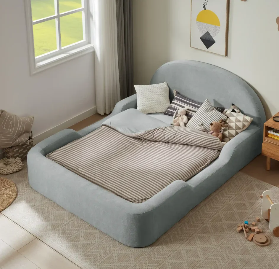 2026 New Frameless Low To Ground Eco Friendly High Density Foam Toddler Floor Bed Safe Sleeping Kids Bed for Bedroom Living Room