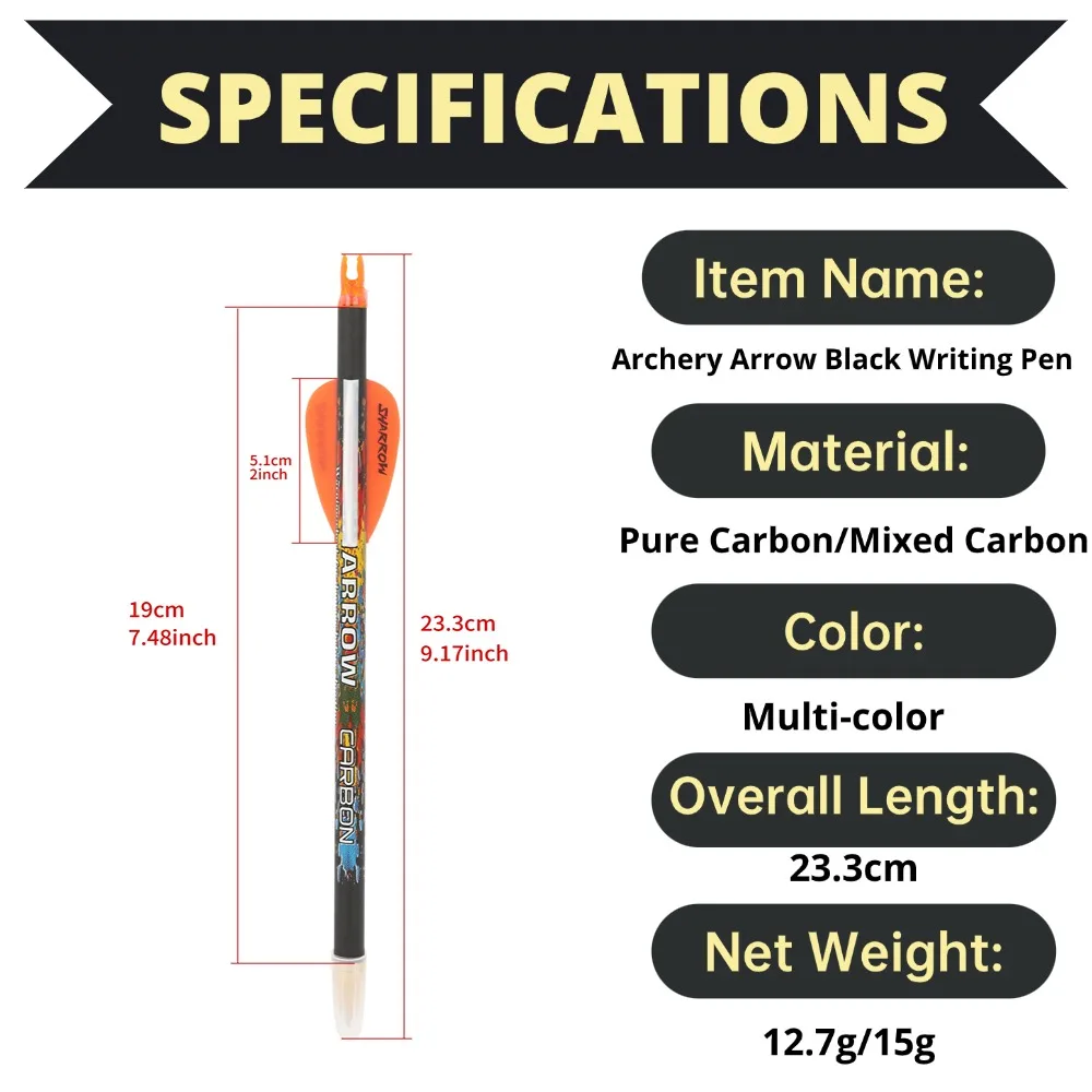 Archery Themed Pen 23.3cm Unique Arrow Design Gift Hunters Sportsmen 10 Colors Optional Carbon Shaft 2
