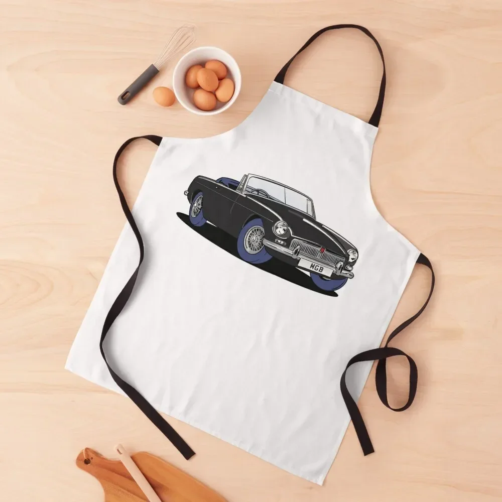 

MGB vintage car in Black Apron christmas waiter Useful Things For Kitchen Apron