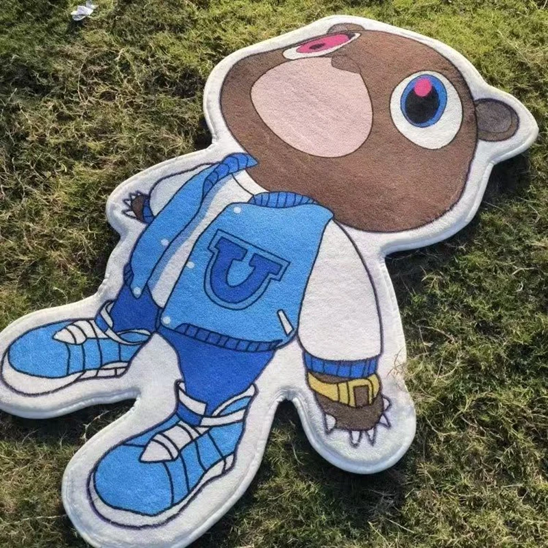 CODROK Irregular Shape Fluffy Bear Rug Rapper Kanye Graduation Season Gifts For Friends Carpet Home Decor Bedroom Rugs