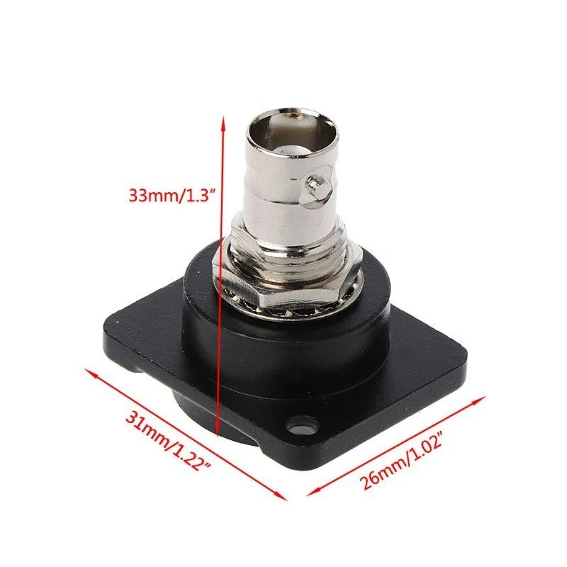 D-Type Double BNC Plug Connector Chassis Panel Mount Adapter o Monitoring Pa