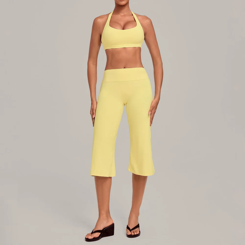 2 Piece Yoga Set Women's Tracksuits High Waist Wide Leg Capri Pants Fitness Suit Female Sports Underwear Outfits Gym Clothes