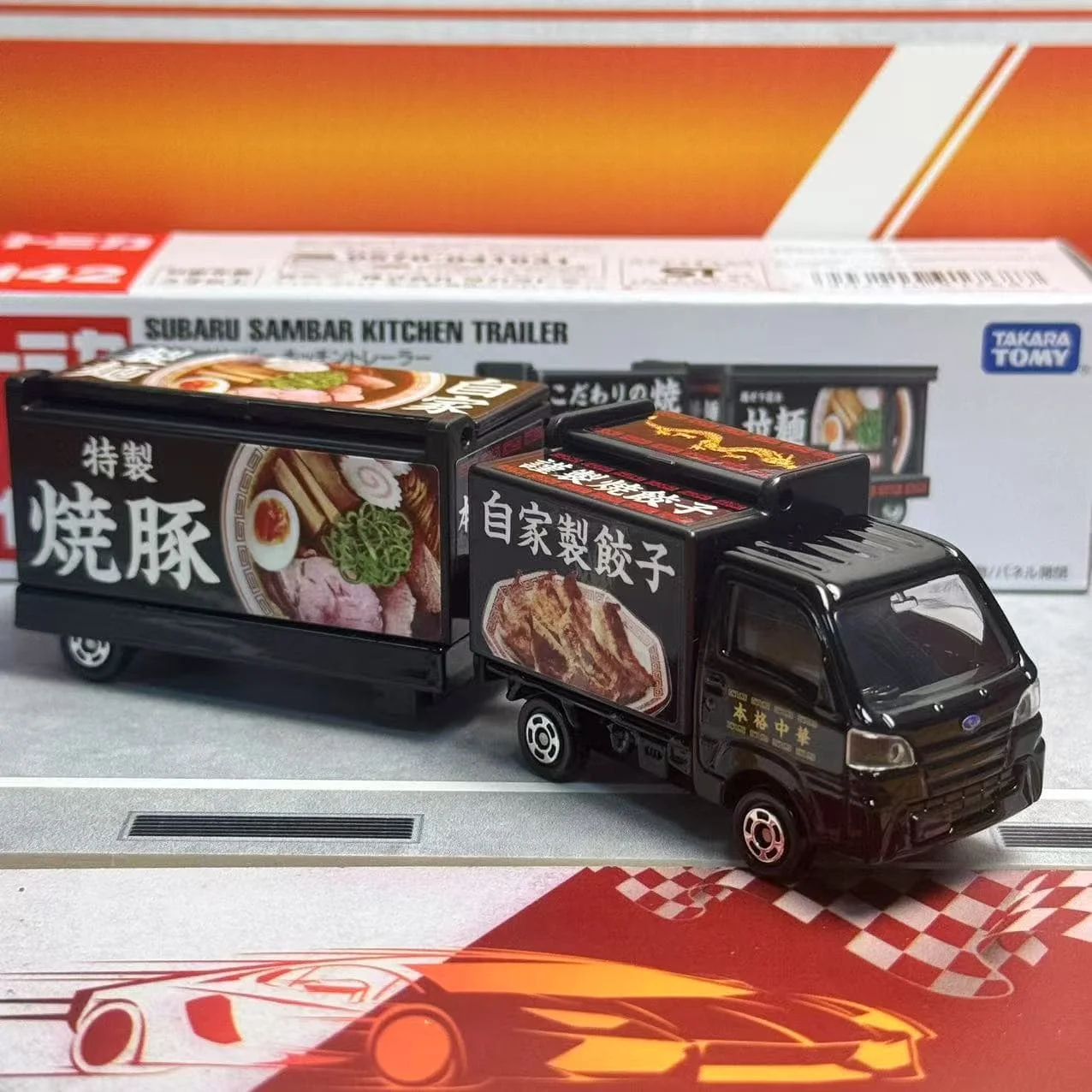 Takara tomy tomica longo tipo no.142 subaru sambar cozinha reboque liga carro diecast modelo réplica série crianças presentes menino brinquedos