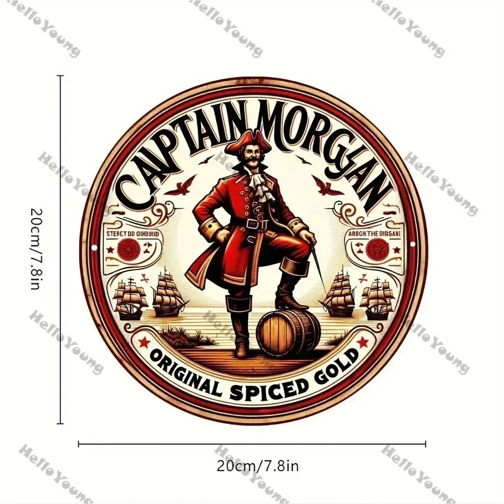 ديكور حائط من الألومنيوم للكابتن مورغان | عمل فني معدني رائع | معلقة على الحائط مقاومة للطقس في الهواء الطلق مع شعار عتيق، #2