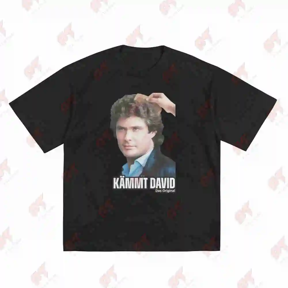 Retro David Letterman Comb Design Short Sleeve Tee 100% Cotton T-Shirt