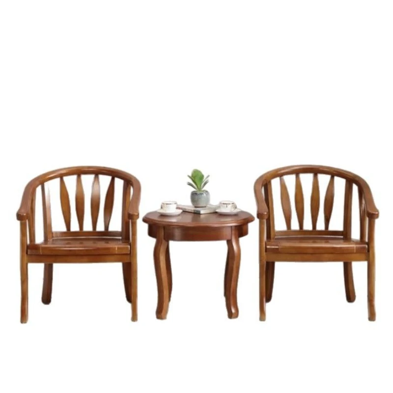 

Solid wood tea table three-piece balcony table and chair tea leisure combination bedroom table