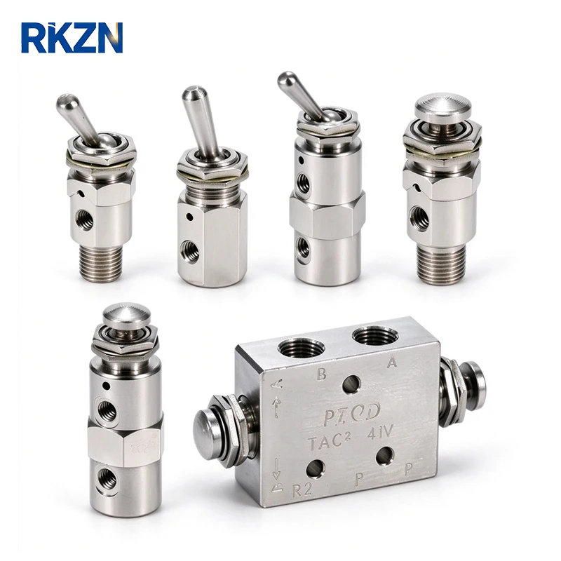 TAC Series Pneumatic Mechanical Valve 2 Position 3 Way Toggle Push Button Switch TAC-3V 3P 3S 4V 4P TAC2-31V 31P 41V 41P 34T 34C