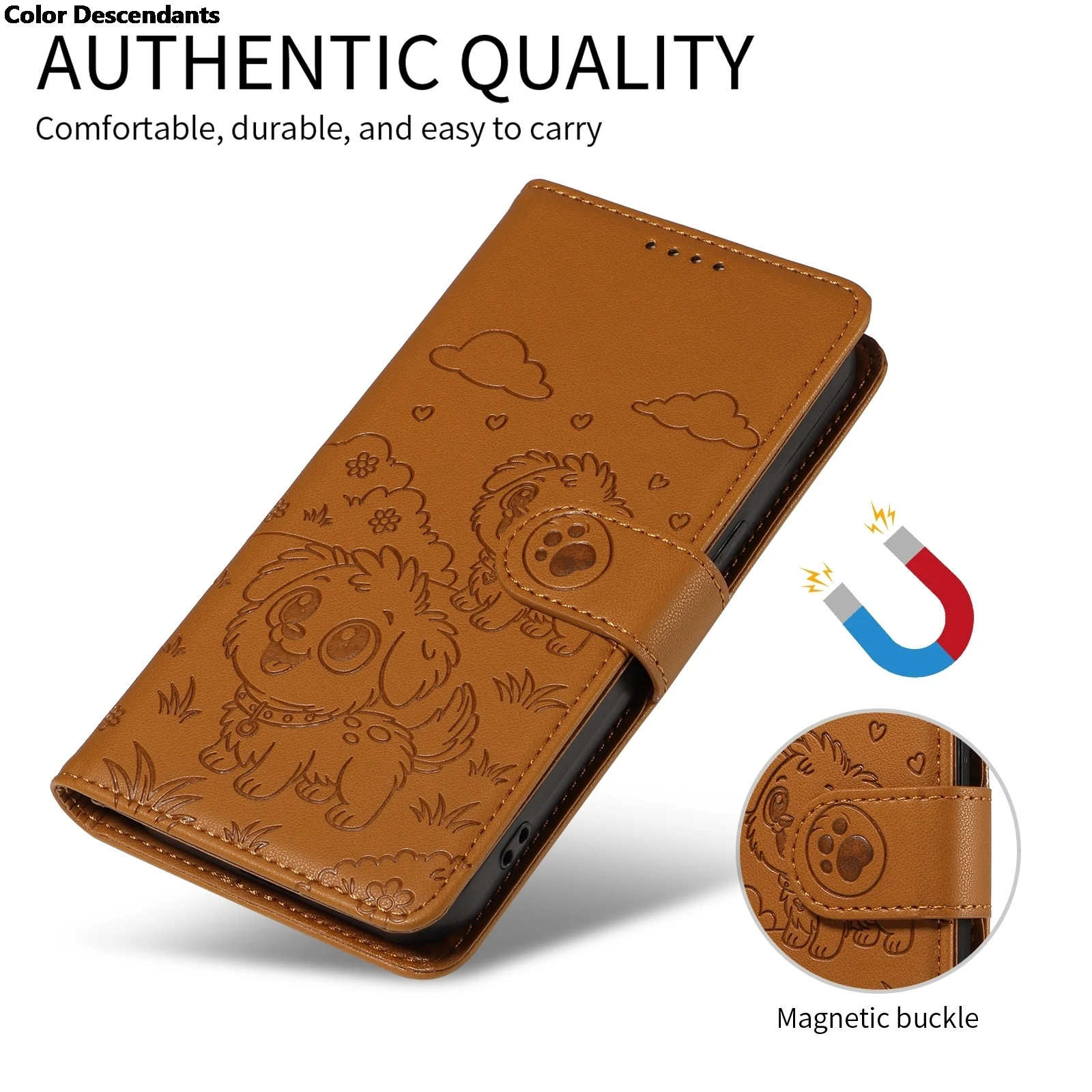 Voor Funda iPhone 17 15 14 13 12 11 16 Pro Max 3D Hond Patroon Telefoonhoesje iPhone 17 Air 16E 15 Plus Gevallen Lederen Portemonnee Flip Cover