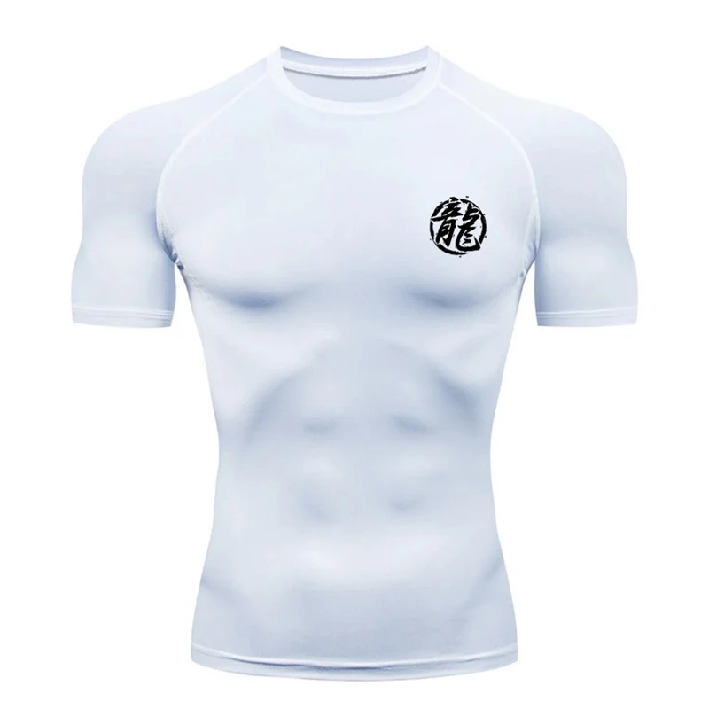 Dragon Character Print Compression Shirt for Men Gym Workout Running Undershirts Baselayers Athletic Quick Dry Tshirt Tees Tops image 4