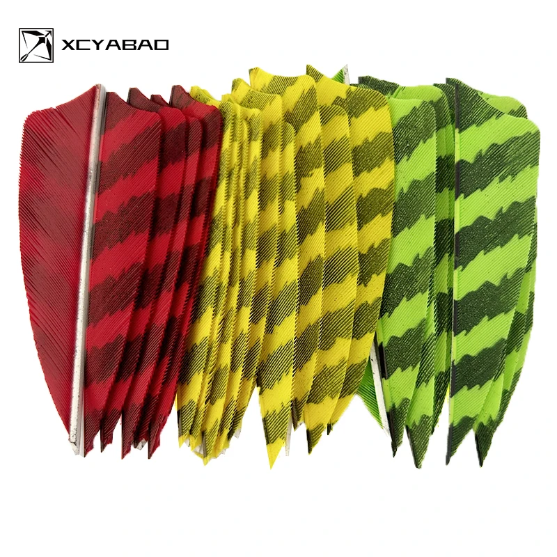 

100Pcs 3inch Arrow Feather Fletching Shield Cut Right Wing Stripe Colored Turkey Feather Archery Arrow Shaft Vanes Feathers