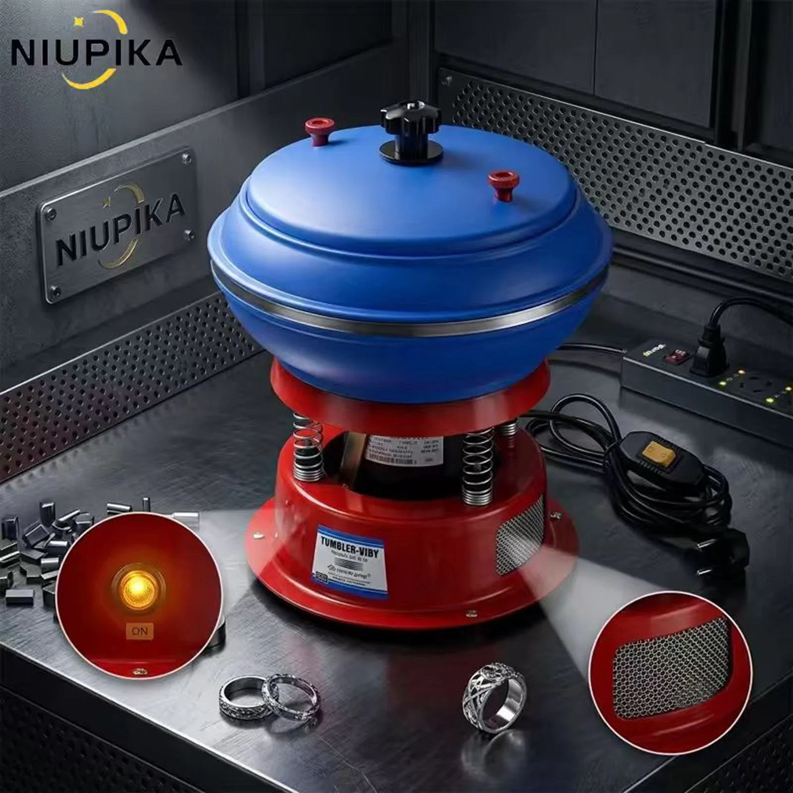 

NIUPIKA Jewelry Polishing Machine, Professional Vibratory Tumbler for Metal Parts, Gems & Beads, Efficient Benchtop Finishing To
