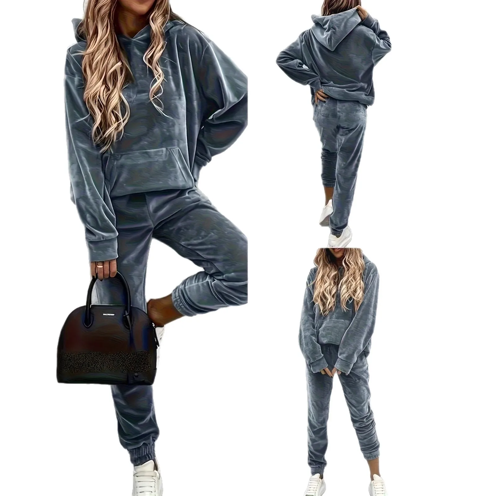 Kapuzenpullover und lockere Hosen, lässiges Plüsch-Set für Damen, 2022, Herbst und Winter, neuer Stil