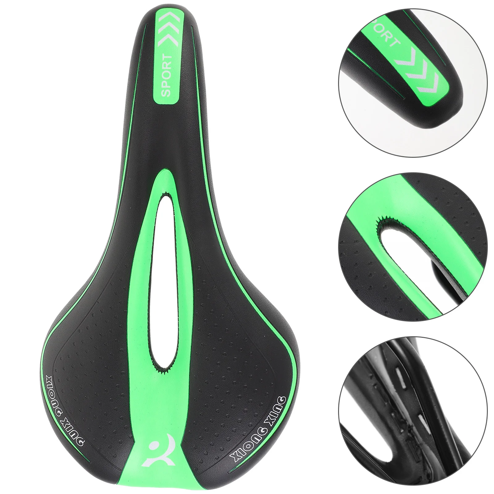 

Bike Saddle Mountain Bike Seat Black Green Streamlined Shock Absorbing Road Cycling Cushion Pad Saddle