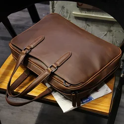 2024 New Men's Vintage Briefcase 13-14 in Laptop Bag Business Documents  Shoulder Work Handbag  Messenger Bag