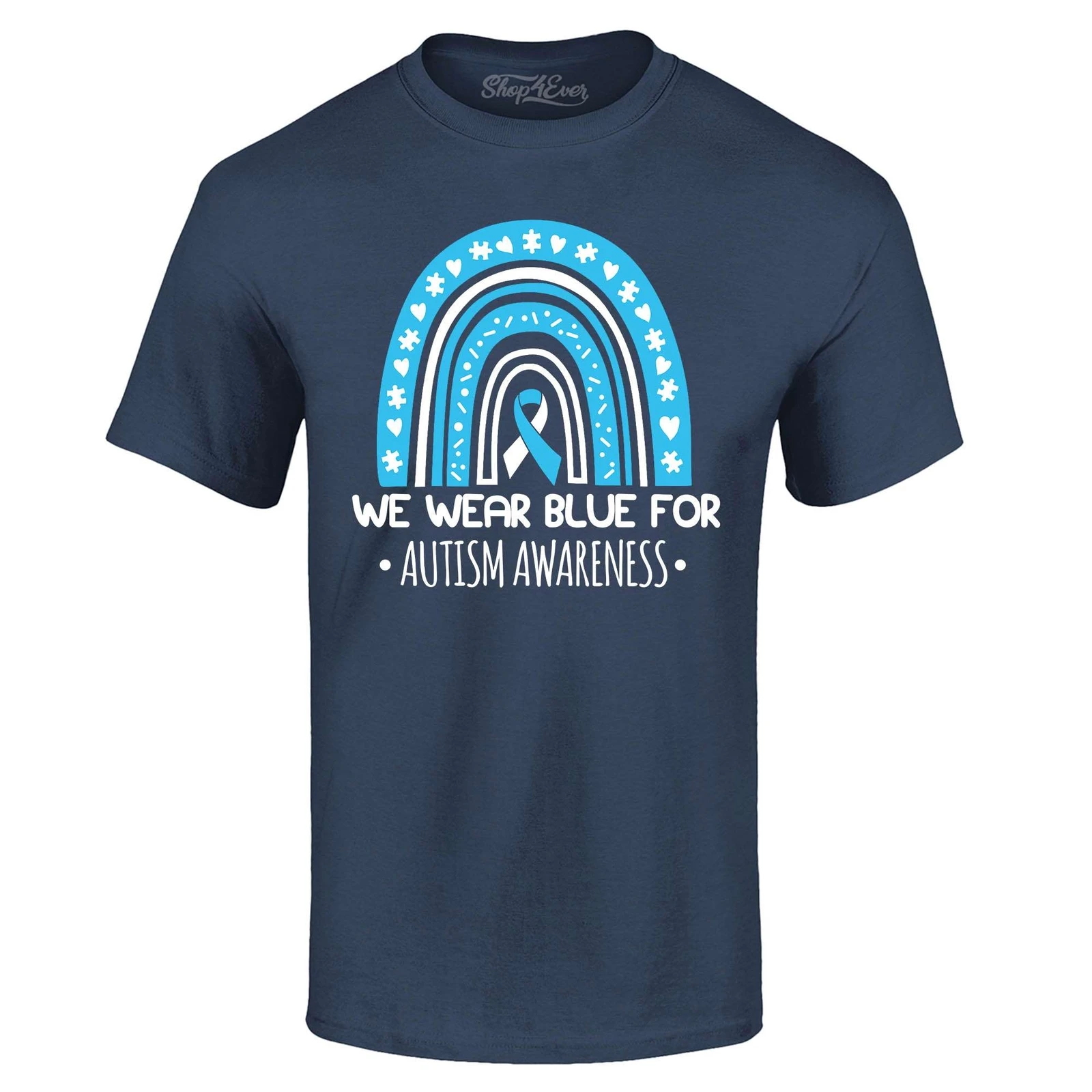 

We Wear Blue for Autism Awareness Rainbow T-shirt Autism Shirt
