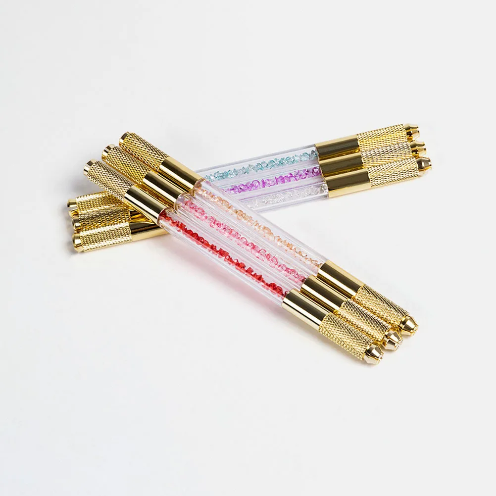 Kristall Griff Strass Dual Kopf Microblading Stift Tätowieren Nadel Halter Werkzeug Dual Stift für Salon