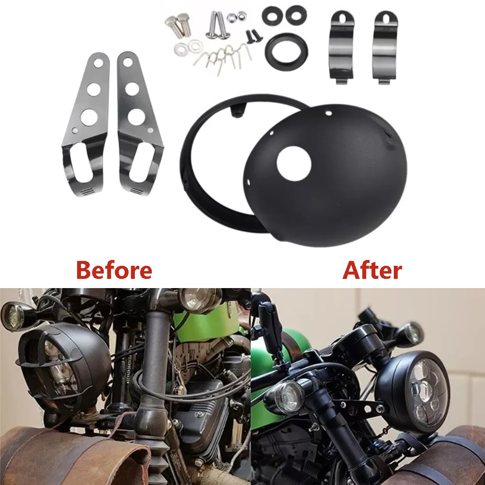 7 אינץ אופנוע הוביל לדיור קדמי דיור מתכוונן הר סוגר אוניברסלי דלי מגדלור מגדלור שונה בסיס פנס קדמי