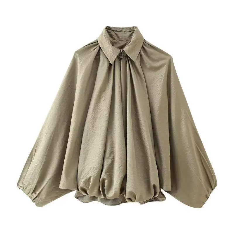 

Женский Long Sve Puffy Jaet Baseball orm Отложной воротник Весна Осень Faion Трансграничный свободный крой среднего возраста