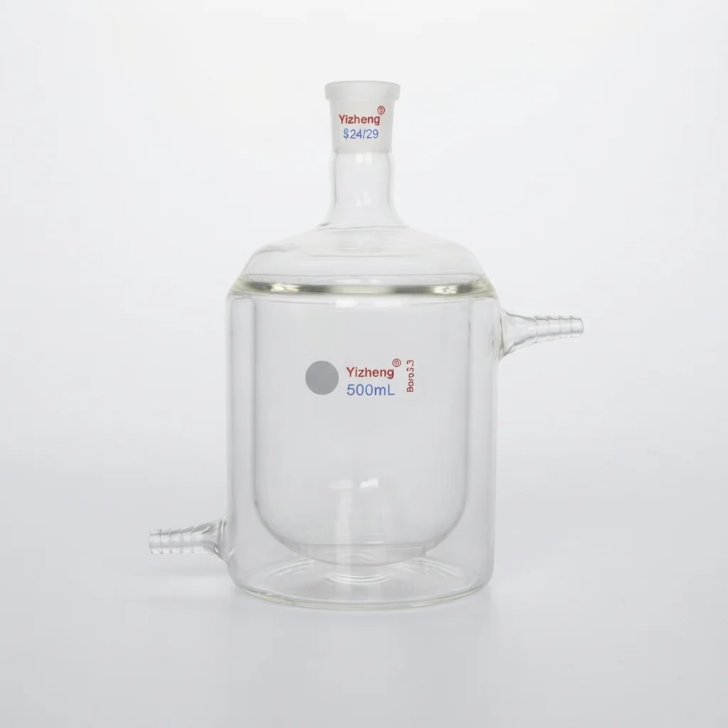 DXY 25-5000ml 1/3-Neck Round/Flat Bottom Jacketed Glass Reaction Flask Double Layer 3.3 Borosilicate Lab Reactor Vessel