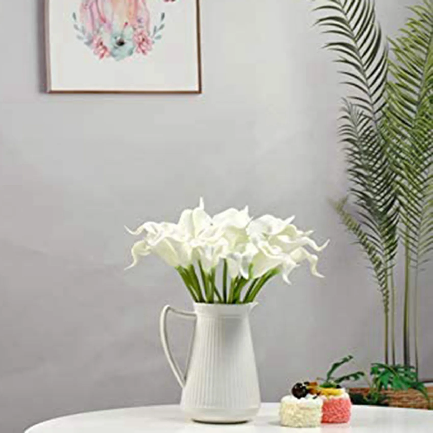 

ABRE-100 шт. искусственные белые цветы каллы с мягкими латексными материалами для украшения дома и кухни