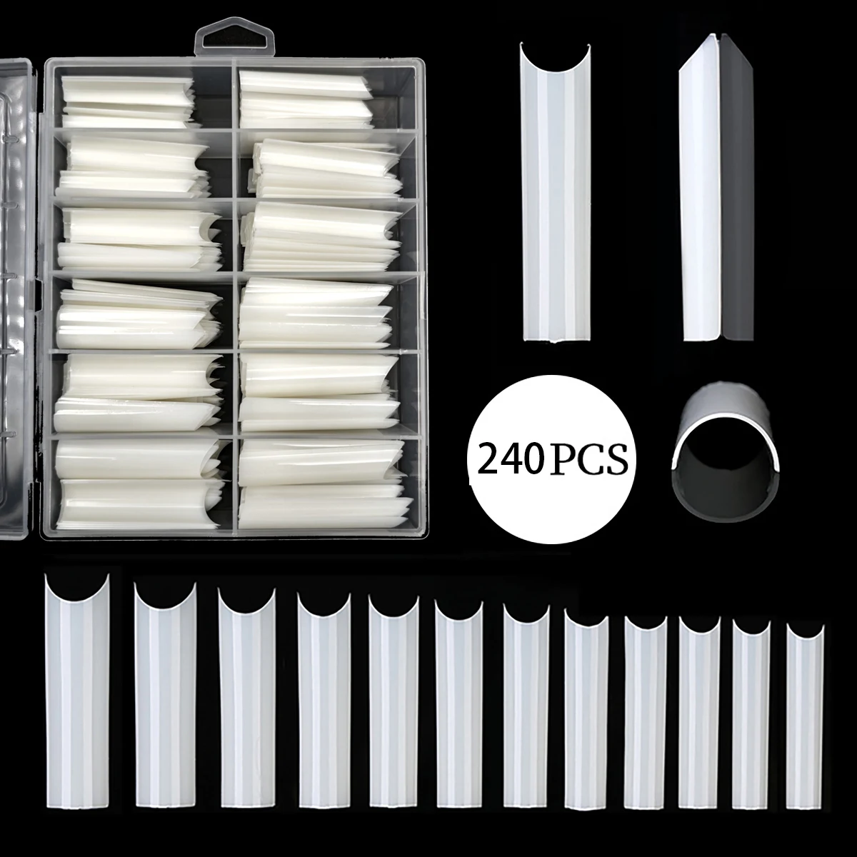 240pcs/box XXL Extra Straight Nail Tips Long Square Coffin False Nails C Curved ABS Fake Nails Manicure Salon Nail Art Tools