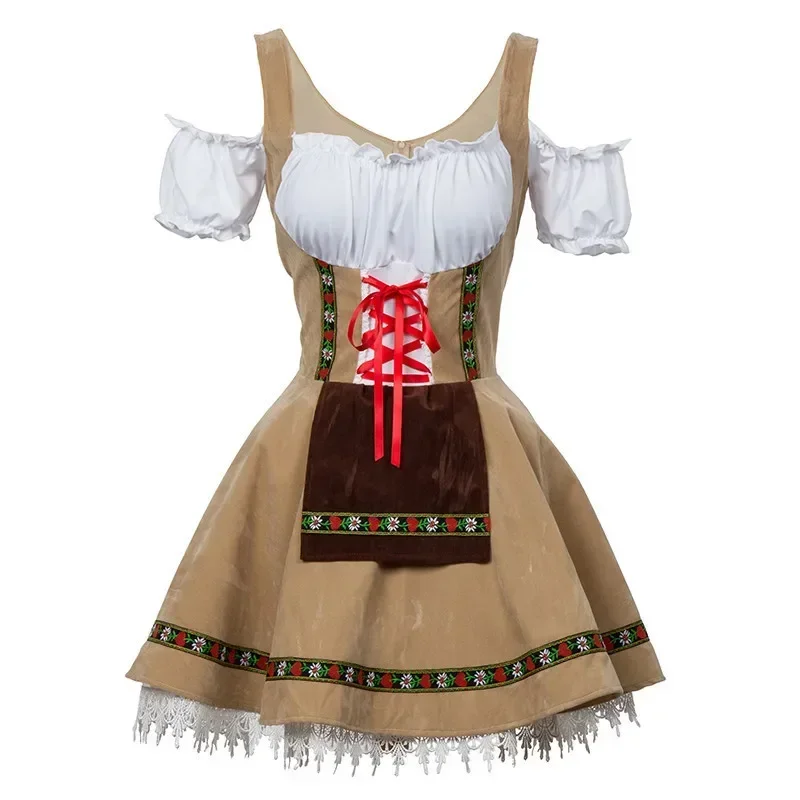 Disfraz de Oktoberfest de Halloween para mujer, traje de cerveza bávara alemana tradicional, vestido de fantasía para fiesta de Festival de Carnaval