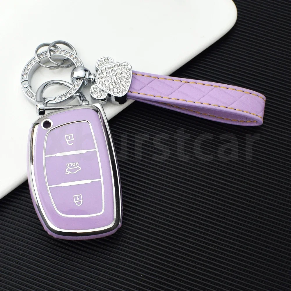 For Hyundai Elantra Accent Solaris Verna ix25 ix35 i20 i30 i40 Tucson Sonata Santa Fe TPU Car Key Case Cover Shell Fob Holder