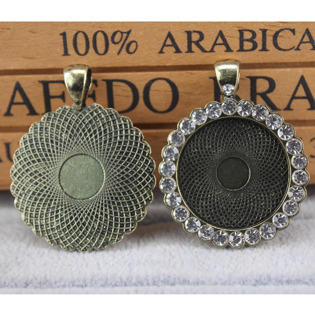 

10pcs Alloy Round Pendant Trays Charms Diy Jewelry Making Accessories Necklace Bracelet Keychain Dangle Scrapbooking Projects